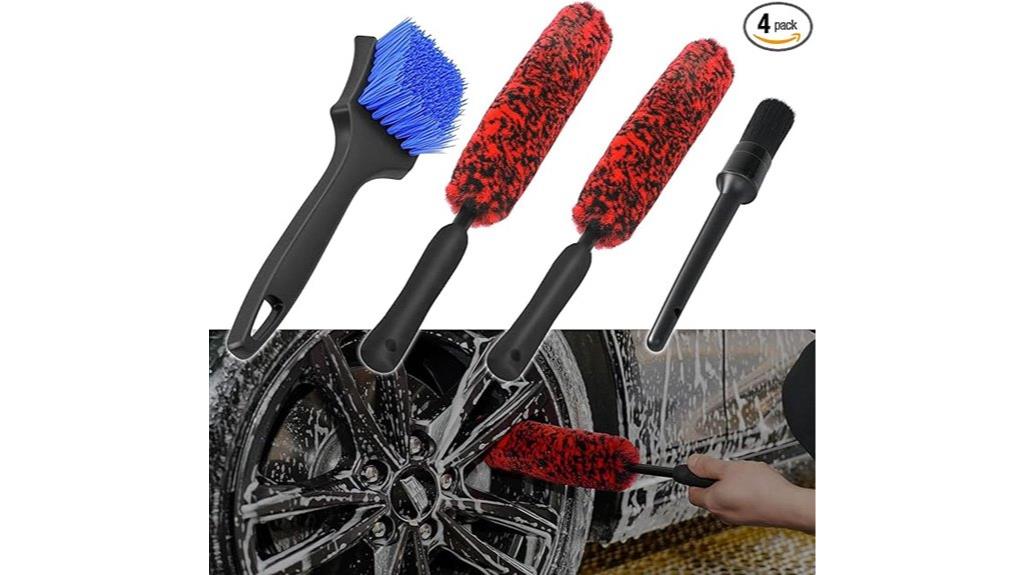 four piece wheel brush set