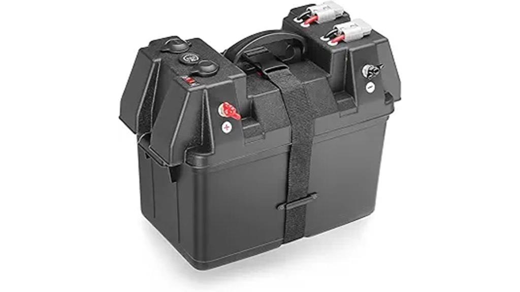 marine battery box with connectors