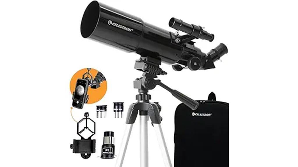 portable 80mm refractor telescope