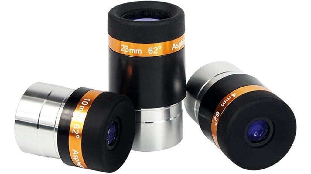 set of three eyepieces
