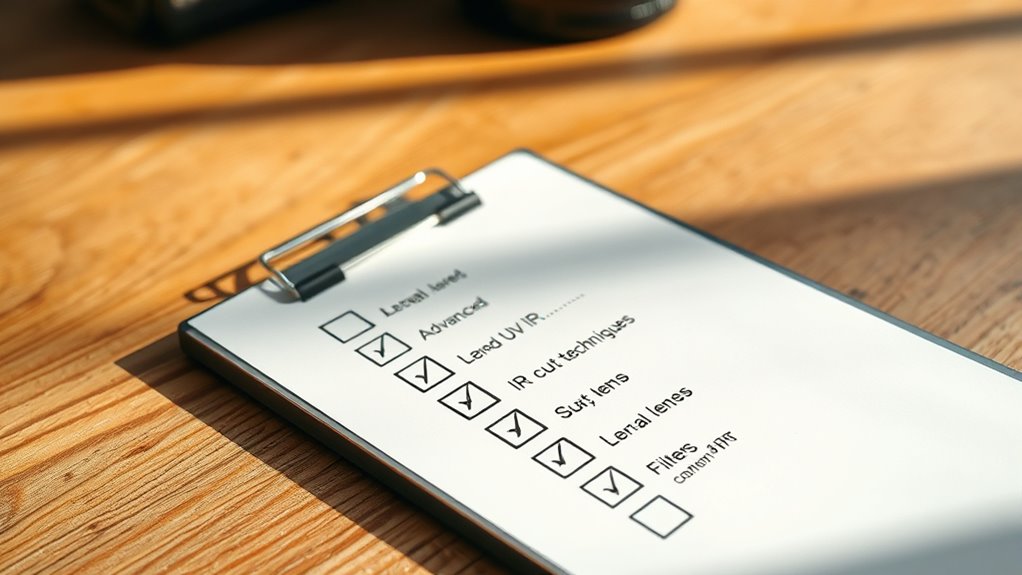 uv ir cut checklist