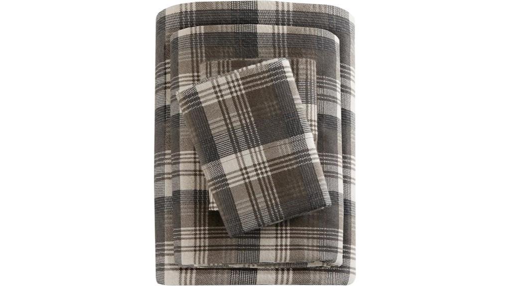 brown plaid cotton sheets