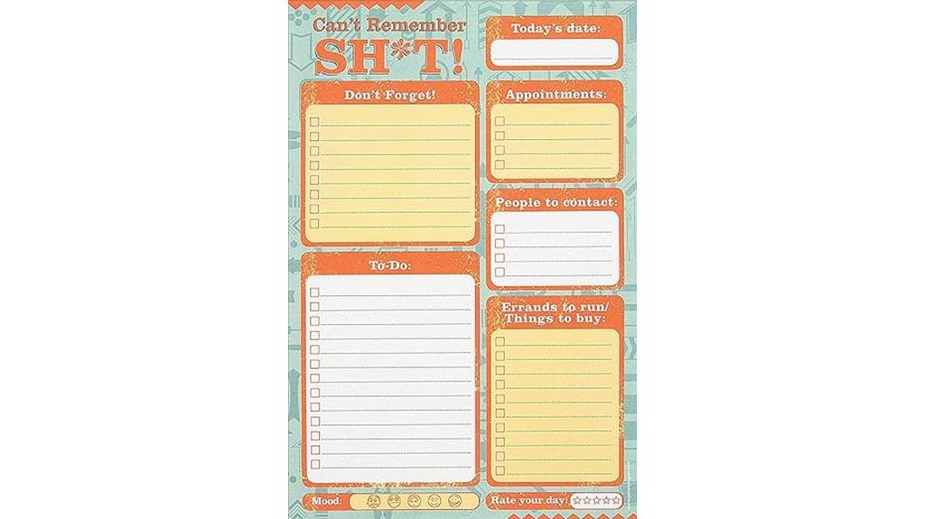 humorous memory aid organizer