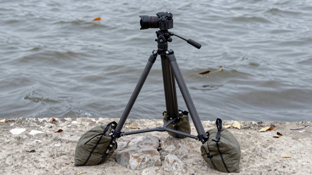 secure tripod on windy days